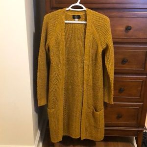Long mustard yellow cardigan
